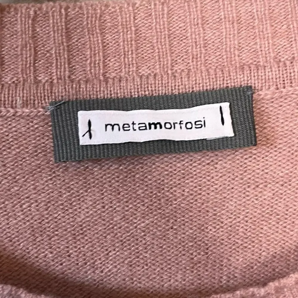 METAMORFOSI Italian 100% Cashmere Mink Pocket Sweater Blush Pink Size 4 (IT 40)